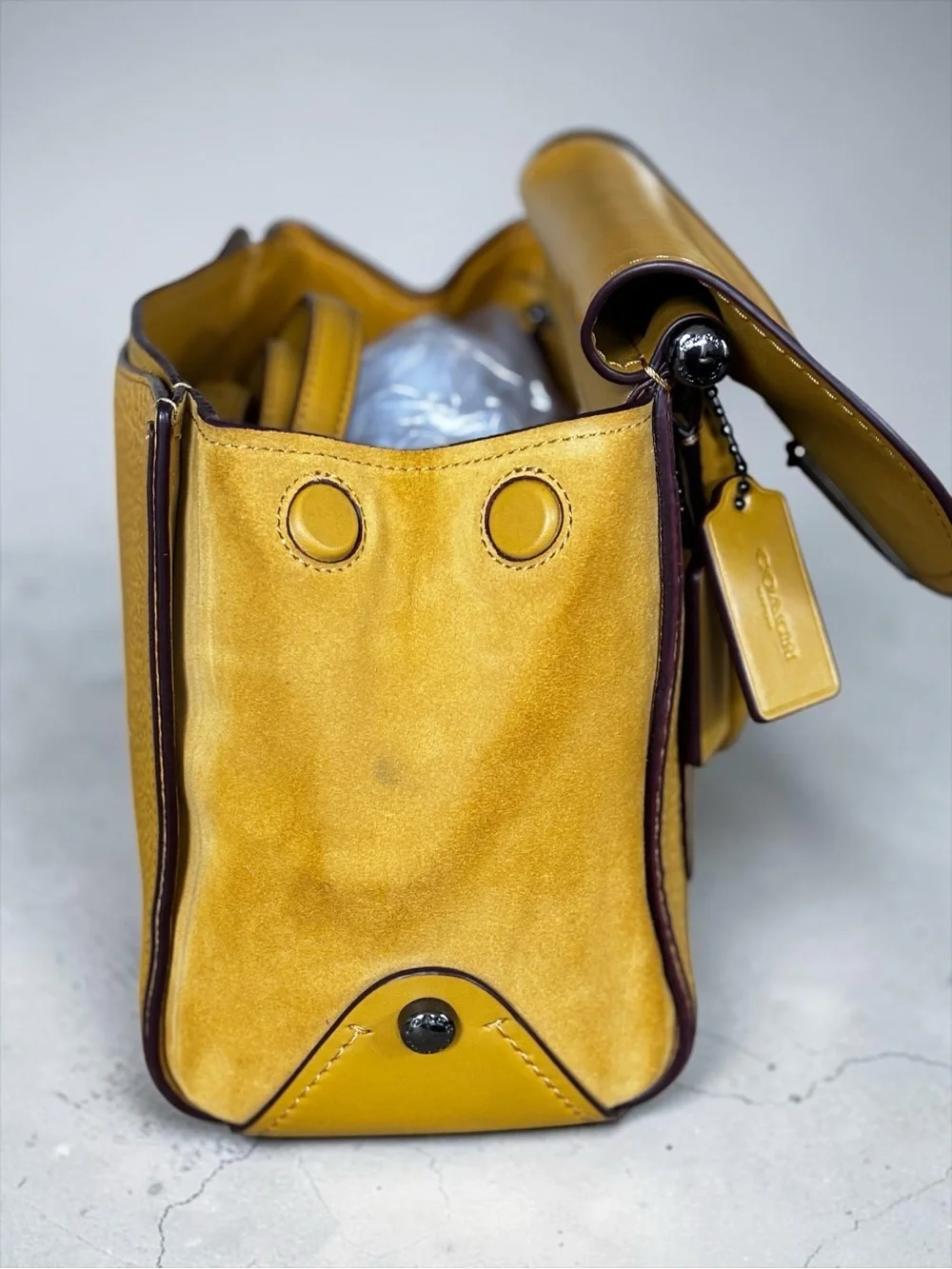 COACH   Drifter Top Handle Satchel in Dark Gunmetal/Flax